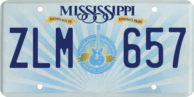 MS license plate ZLM657
