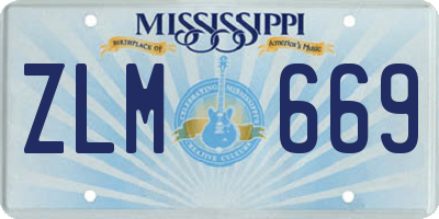 MS license plate ZLM669
