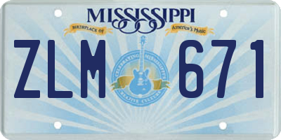 MS license plate ZLM671