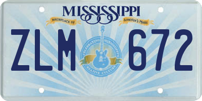 MS license plate ZLM672