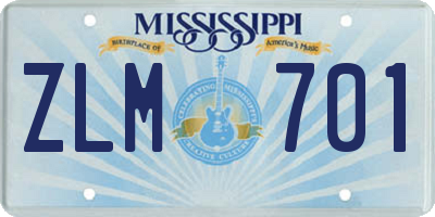 MS license plate ZLM701
