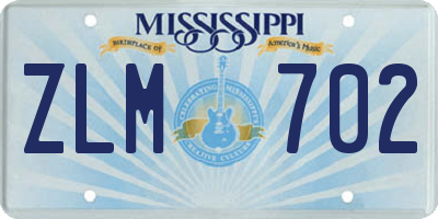 MS license plate ZLM702