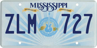 MS license plate ZLM727