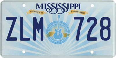 MS license plate ZLM728