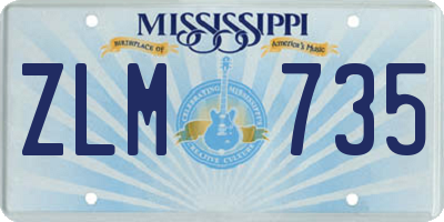MS license plate ZLM735