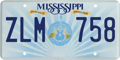 MS license plate ZLM758
