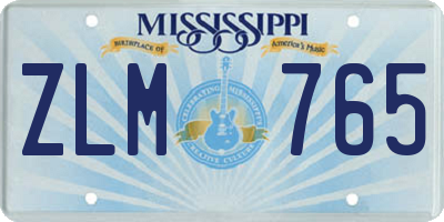 MS license plate ZLM765