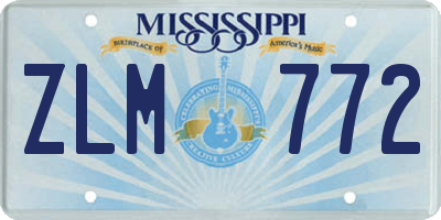 MS license plate ZLM772
