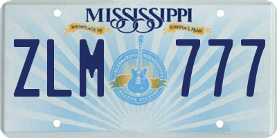MS license plate ZLM777