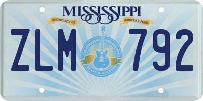 MS license plate ZLM792