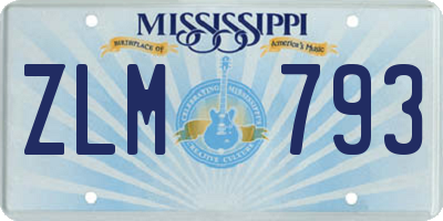 MS license plate ZLM793