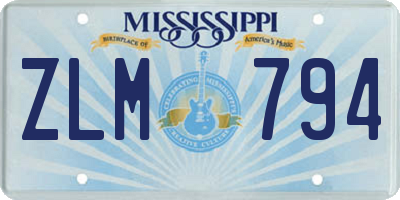 MS license plate ZLM794
