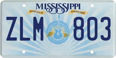MS license plate ZLM803
