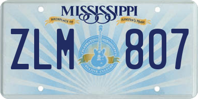MS license plate ZLM807
