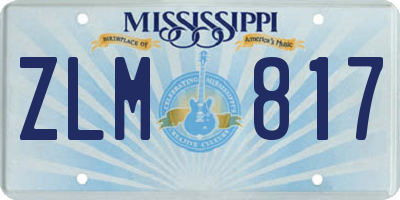 MS license plate ZLM817