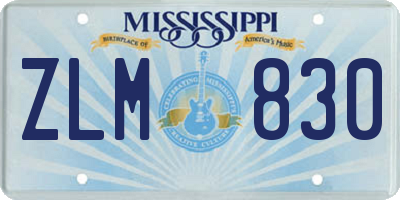 MS license plate ZLM830
