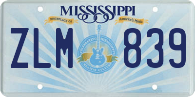 MS license plate ZLM839