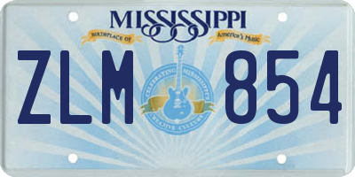 MS license plate ZLM854