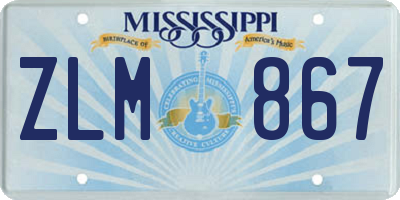 MS license plate ZLM867