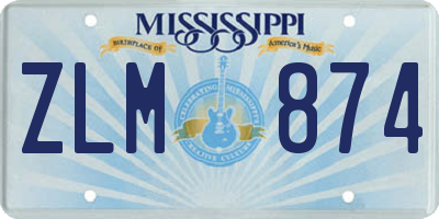 MS license plate ZLM874