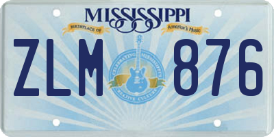 MS license plate ZLM876