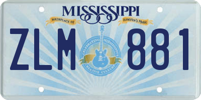 MS license plate ZLM881