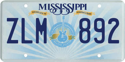 MS license plate ZLM892