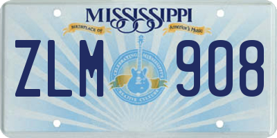 MS license plate ZLM908