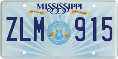 MS license plate ZLM915