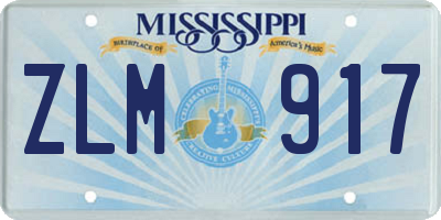 MS license plate ZLM917