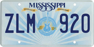 MS license plate ZLM920