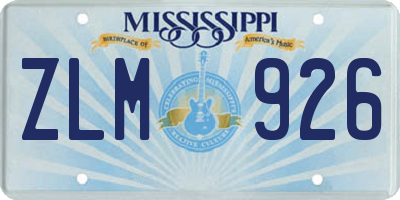 MS license plate ZLM926