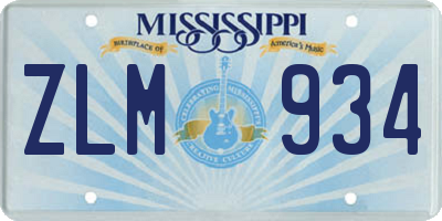 MS license plate ZLM934