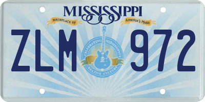 MS license plate ZLM972