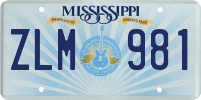 MS license plate ZLM981