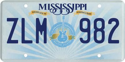 MS license plate ZLM982