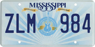 MS license plate ZLM984