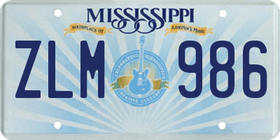 MS license plate ZLM986