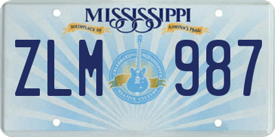 MS license plate ZLM987