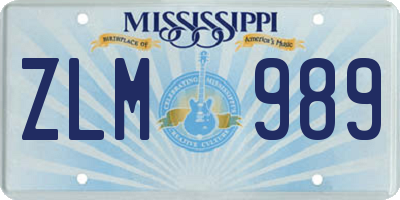 MS license plate ZLM989