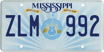 MS license plate ZLM992