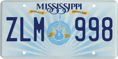 MS license plate ZLM998