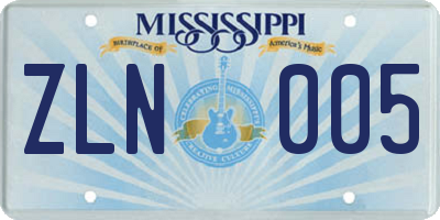 MS license plate ZLN005