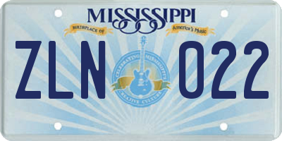 MS license plate ZLN022