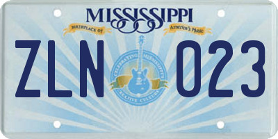 MS license plate ZLN023
