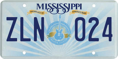 MS license plate ZLN024