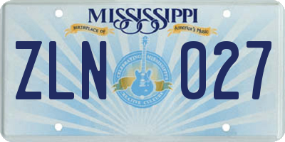 MS license plate ZLN027