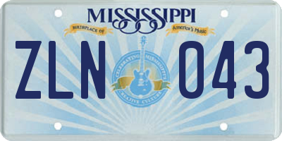 MS license plate ZLN043