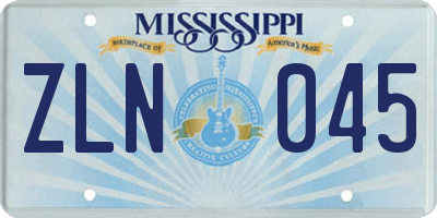 MS license plate ZLN045