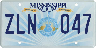 MS license plate ZLN047